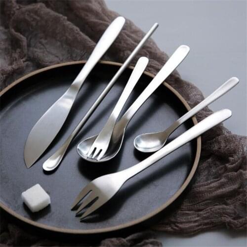 Stainless Steel Fork Spoon Tableware Steak Knife Dinner Fruit Dessert Long Forks Tea Spoon Picnic Camping