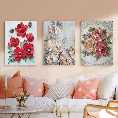 Nordic Style Colorful Flowers Canvas Painting Rose Hydrangea Wall Art Posters and Prints Modern Pictures for Living Room Decor