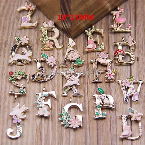 2015 New arrived Trendy alloy drop oil flower decoration numbers shape metal gold-color Letter diy bracelet/necklace charms