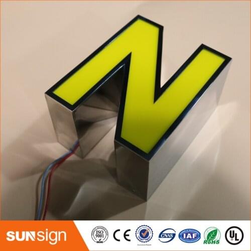 Frontlit stainless steel alphabet sign Advertising frontlit outdoor stainless steel light letter
