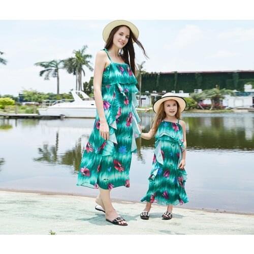 Mum Sister Baby Girl Dress Summer Floral Mommy And Me Family Matching Mother Daughter Dresses Clothes