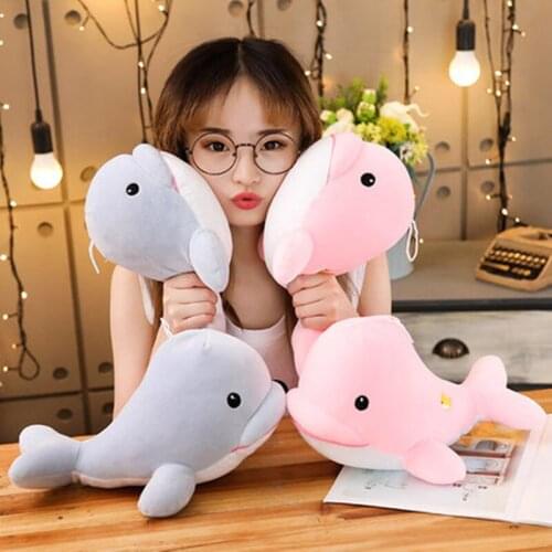 30cm Down Cotton Stuffed Dolphin Plush Toy Whale Doll Sleeping Pillow Girl Cute Bedroom Dolls