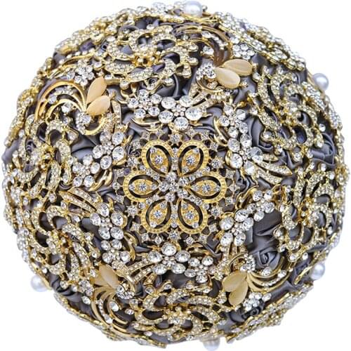 Luxury Bride and Bridesmaid Bouquets Exquisite Full Diamond Silk Rose DIY Bouquet Sister Group Wedding Supplies W888-B