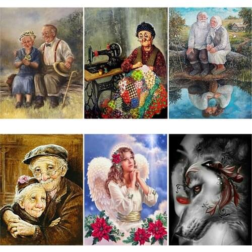 DIY 5D Diamond Painting Old Couple Diamond Embroidery Cross Stitch Full Round Rhinestone Mosaic Cartoon Art Wall Home Decor