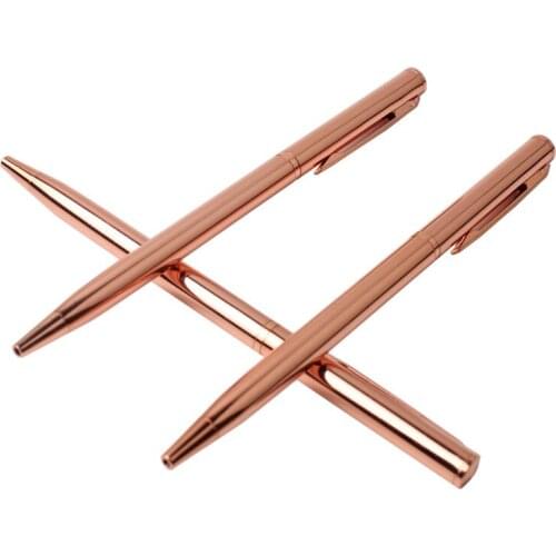 Rose Gold Ballpoint Pen Stainless Steel Rod Rotating Metal Ball Pens For School Office Stationery Ballpoint Pen Writing 0.7mm