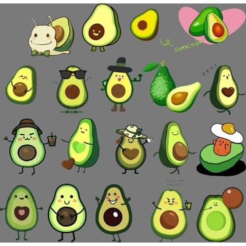 Avocado Fruits Cartoon kids Iron on Heat Transfer Printing Patches Stickers Clothes DIY Appliques Washable A-level Thermal Patch