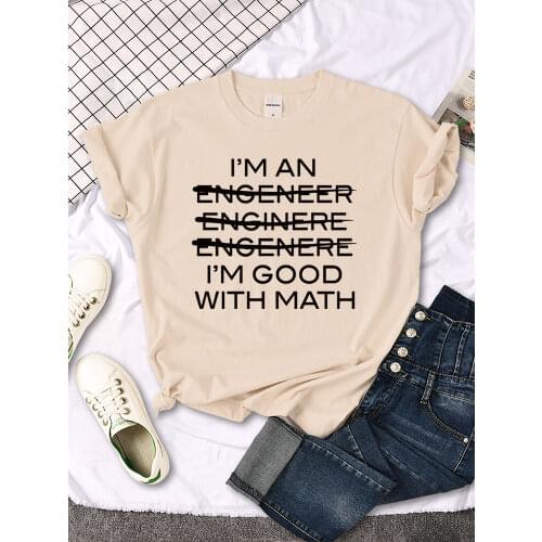 Woman T-Shirts I'M Good With Math Cool Personalized Text Printing Tees Female Summer Plus Size t Shirt Loose Fitted Woman Tops