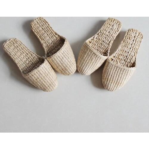 JARYCORN 2020 Big Size 34-46 Top Quality Flat Slip On Straw womens Sandals Shoes Beach Slippers Summer Lady Retro Casual Slides