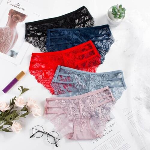 Womens Sexy Underwear Lace Cotton Panties Seamless Womens Briefs Low Waist Sexy Underpants Female Hollow Out Solid Underwear
