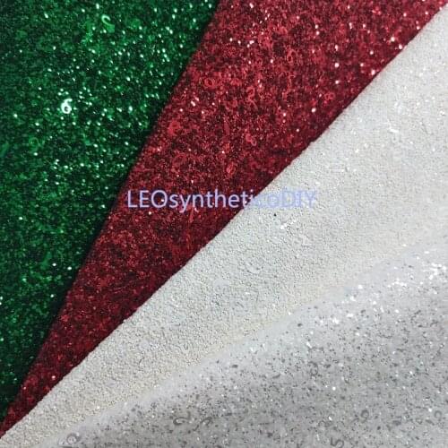 1PC 21X29CM Red, Green and White Glitter Leather with Numbers For Christmas For Making Bows Accessories LEOsyntheticoDIY T202
