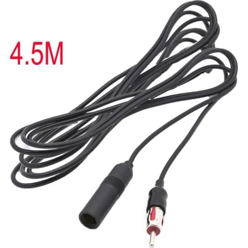 1PC 4.5M Car Truck Player Stereo Antenna Adapter Male To Female Aerial Plug FM Radio Converter Cable Extension Cable (Black)