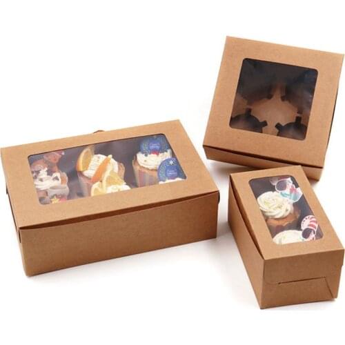10PCS 2/4/6 Holes Kraft Paper Cupcake Packing Box Muffin Wedding Party Case Holder Box-30
