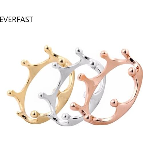 3pc/Set Simple Crown Ring Silver Gold Rose Gold Color Cute Rings Set Women Girls Jewelry Accessories Free Shipping