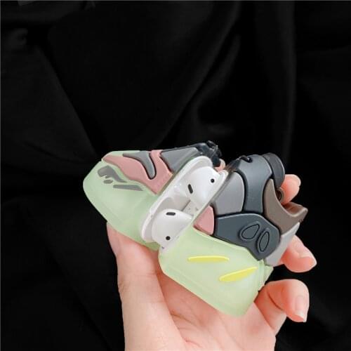 3D luxury street sports brand sneakers Luminous Bluetooth headset Silicon case for Apple airpods 1 2 pro Wireless charging cover