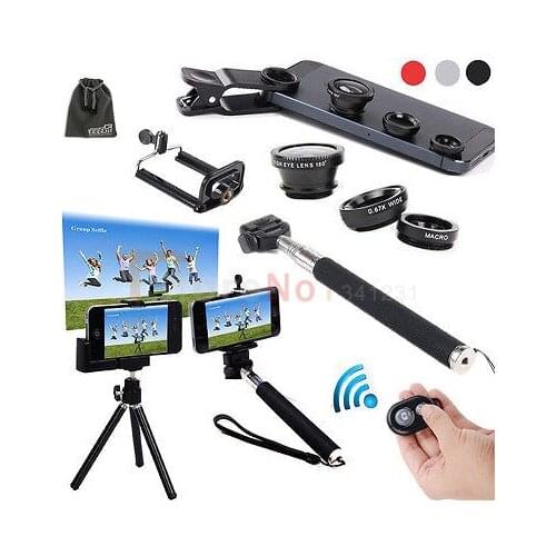 7 in 1 Phone Bluetooth Camera Control+Gopro Monopod / Tripod stand with cellphone holder +Lens