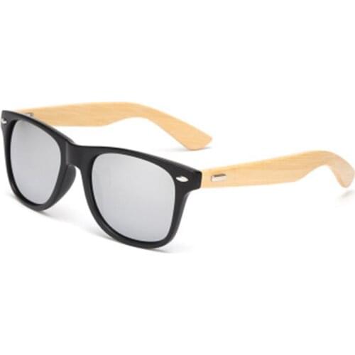 Promotion Square Bamboo Wood Wooden Sunglasses Mirror Rivet Women Men UV400 Glasses