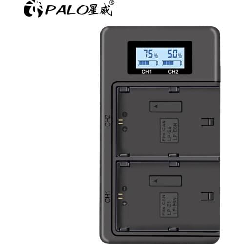 PALO LP-E6 LP E6 LPE6 USB fast Camera battery charger LCD display for Canon 5D Mark II III 7D 60D EOS 6D 70D 80D battery pack