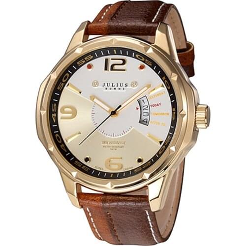 Top Julius Man Mens Male Wrist Watch Japan Quartz Hours Auto Date Hit Mix Color Fashion Leather Boy Retro Birthday Gift 033