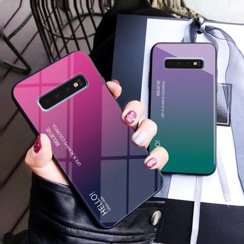 For Samsung Galaxy S10 5G Case Fashion Hard Tempered Glass Luxury Gradient Protective Back Cover case For samsung s10 5g shell