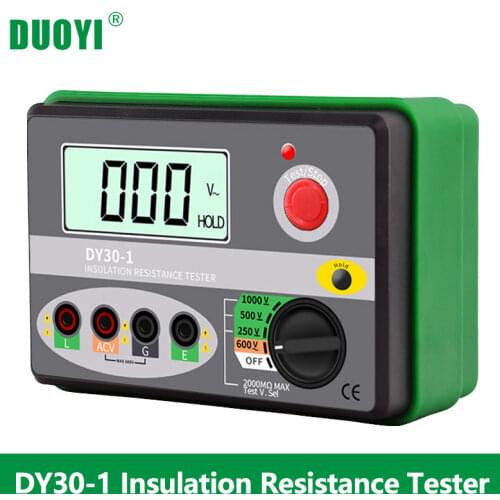 DUOYI DY30-1 Digital Insulation Earth Resistance Tester Meter 0-2000M 0hm Megohmmeter Voltmeter Car Circuit Test Megger Meter