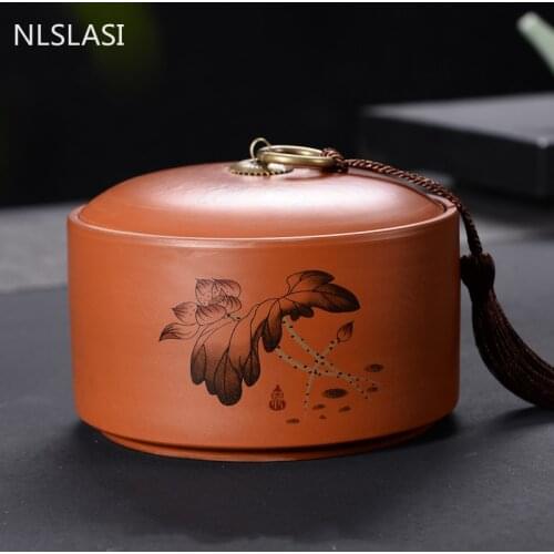 Boutique Purple Clay Tea Caddy Medicinal herbs Sealed Cans With Lid Moisture-proof Cereal Storage Jars Kitchen Accessories