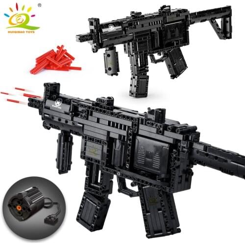 HUIQIBAO 783+PCS MP5 Technical Model Signal Gun Building Blocks Set DIY Shooting Game Electric Bricks City Toys For Children