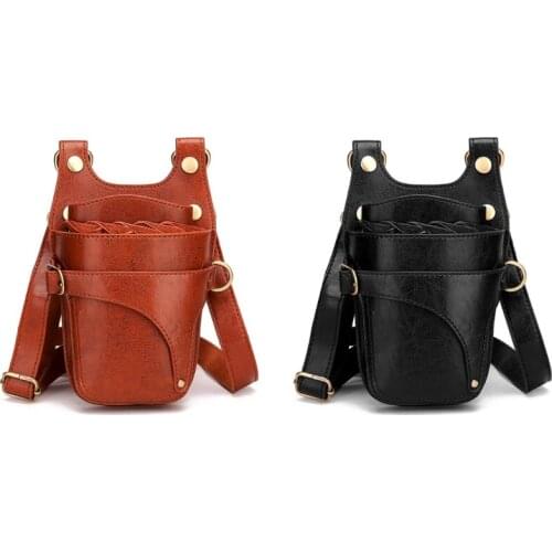 PU Leather Barber Scissors Bag Comb Clip Brush Storage Pockets Hairdresser Organizer for Hairdressers Salon Hair Stylist Barber