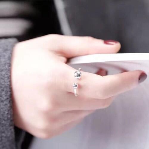 Jisensp Minimalist Design Popular Bead Ball Finger Ring Simple Geometric Open Rings for Women Wedding Engagement Jewelry Gifts