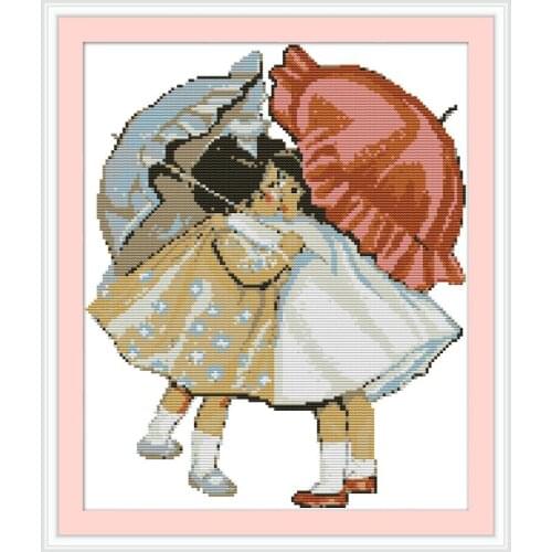 Joy Sunday New Arrival Umbrella Girl Printed Unprinted Cloth DMC 11CT 14CT DIY Handmade Cross Stitch Kits For Home Ddecor Gift