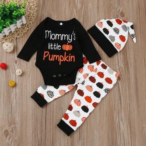 Halloween Baby Set Long Sleeve Pumpkin Childrens Clothing Set Kids 3 PCS Set Clothes