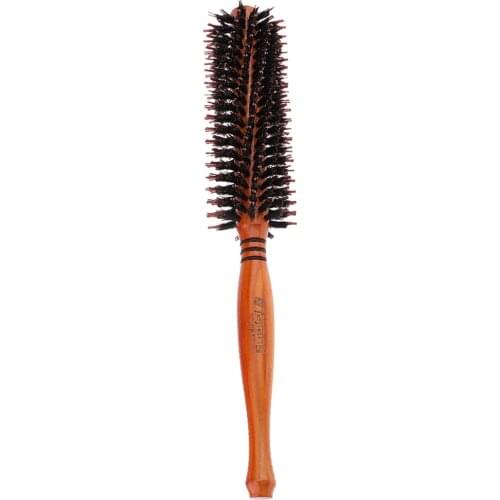Round Styling Blow Dryer & Curling Roll Hairbrush with Natural Wooden Handle for Women and Men