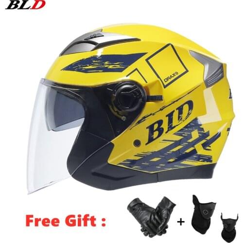 Open Face Motorcycle Helmet Scooter Riding Safety Dual Lens Electric Helmets Men/Women ABS Cascos Dot Approved Motorbike Helmet