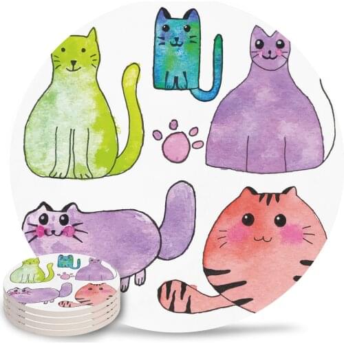 Cartoon Animal Cat Pet Coasters Coffee Table Decor Kitchen Accessories Ceramic Coaster Dinning Table Decoration Placemats