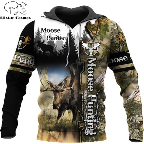 Moose Hunting Camo 3D Printed Men for women Hoodie Harajuku Fashion Sweatshirt Unisex Jacket Pullover size XS-7XL drop shipping