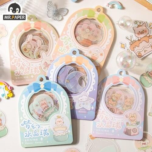 Mr.Paper 6 Design Fantasy Crystal Ball Series Original Illustration PET Sticker Scrapbook Decoration Album DIY Sticker