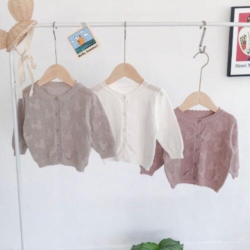 Summer New Kids Girls Hollow Knit Cardigan
