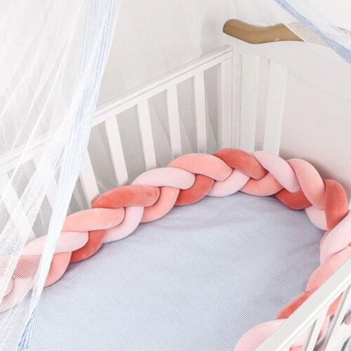 1M/2M/3M/4M Cradle Cushion Braid Plush Knot Pillow Cushion Bumper Protector for Children Bed Home Sofa Chair Kid Room Decoration