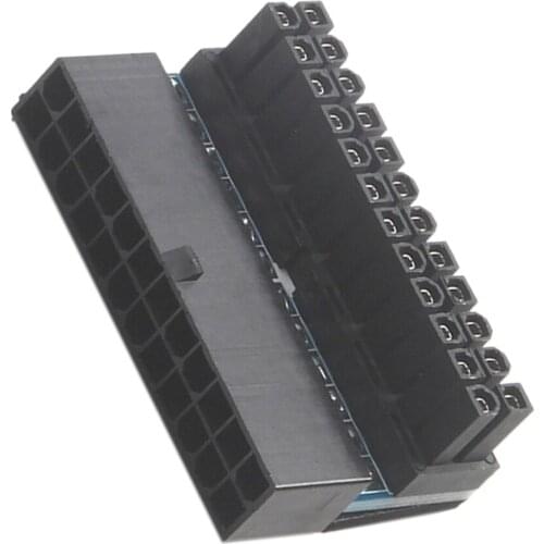 1Pcs ATX 24P Female to 24p Male 90° Right Angle Converter For Desktops PC -Black