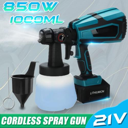 850W Electric Cordless Spray Gun 3 Nozzle Sizes 1000ML HVLP Home High Power Paint Sprayer Flow Control Airbrush Easy Spraying