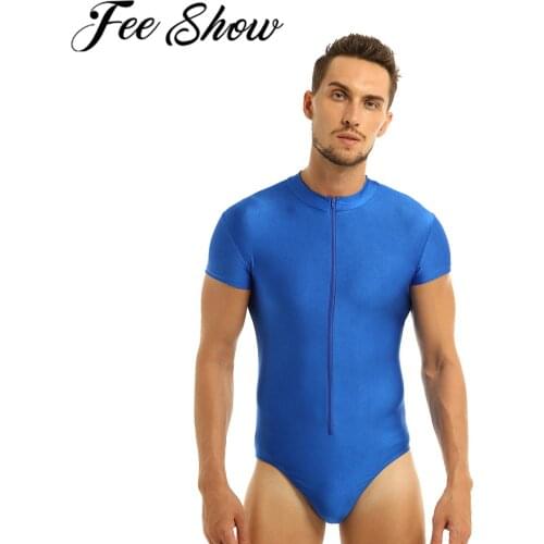 Sexy Costume For Men Adult High Cut Thong Bodysuit Gymnastic Leotard Swimsuit Jumpsuit Gym Dancing Performance Catsuit Playsuit
