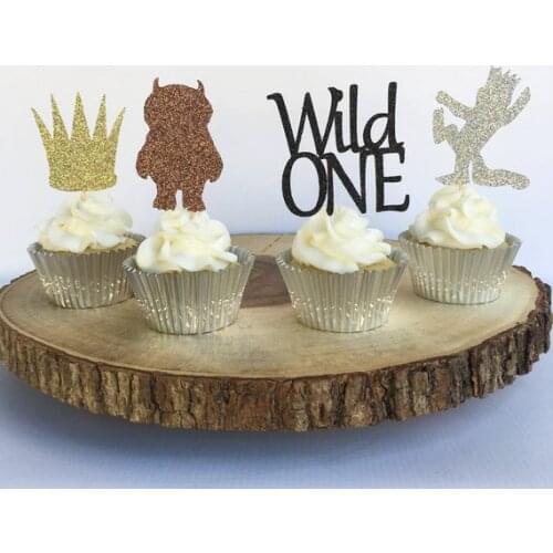Where The Wild Things Are Cupcake Toppers Glitter Paper Birthday Party Decorations Party Supplies Wild One Birthday