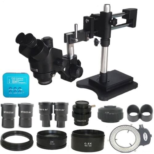 3.5X-180X Double Boom Simul Focal Trinocular Stereo Microscope 38MP HDMI Digital USB Microscopio Camera Phone PCB Repair Tools