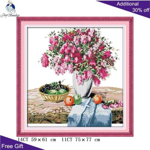 Your Gift Flower Vase Needlework J187 Counted and Stamped Home Decor The Azalea Vase And Fruit Embroidery DIY Cross Stitch kits