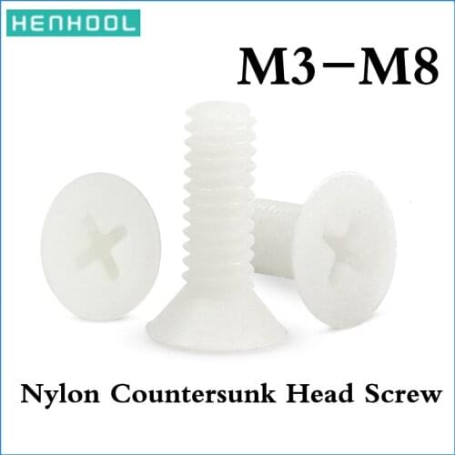 Flat head Phillips Screws Nylon Plastic Screw DIN965 ISO7046 GB819 JISB111 M3M4M5M6M8 HENHOOL