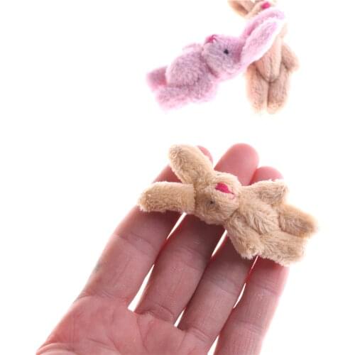 1Pcs/Set Cute Soft Mini Joint Rabbit Pendant Plush Bunny For Key Chain Bouquet Toy Doll DIY Ornaments Gifts Random Color