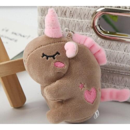 10cm Mini Toy Unicorn Cute Keychain Ornament For Backpack Soft Plush Toy Romantic Gift Toy Unicorn Pendants Bags Accessories