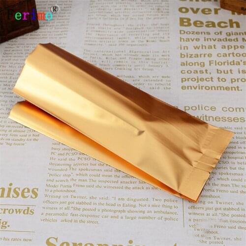 100pcs Dark dumb golden aluminum foil organ bag flowers, tea, cookies, powder, food, gift, high-grade packaging and sealing bag