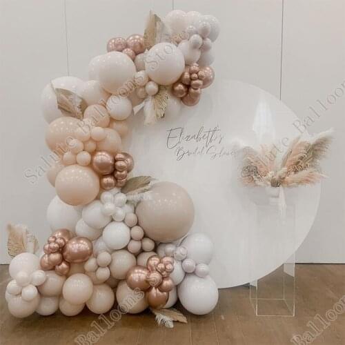 127 pieces of white double apricot cream peach rose gold balloon wreath wedding decoration balloon arch set birthday baby shower