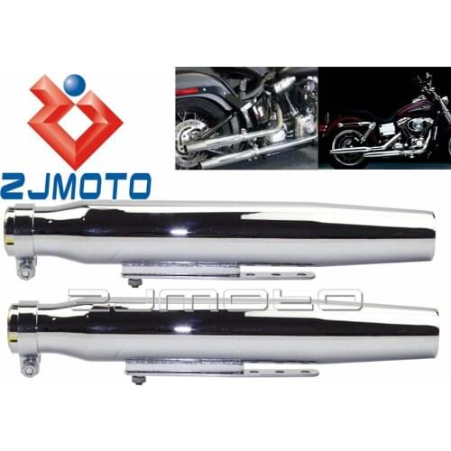 2x Universal Motorcycle Exhaust Mufflers Silver For Harley Honda Yamaha Suzuki 45mm Exhaust Pipe Bobber Chopper Cafe Racer