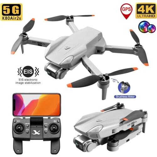 2021 K80Air 2S GPS Drone 5G 4K WIFI Profesional EIS HD Dual Camera Brushless Motor RC Foldable Quadcopter Boy Best Gifts Toys